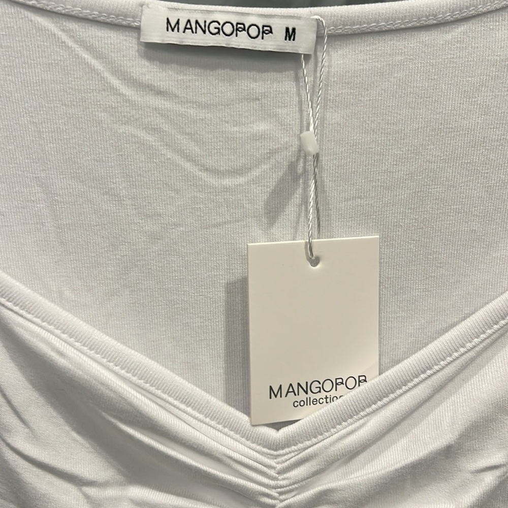 Mangopop White Long Sleeve Bodysuit NWT - Picture 2 of 4